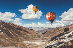 Hot Air Balloon Ride in Leh Mountains 4K255187704